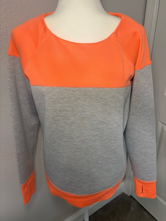 Athleta Sweaters - Athlete Women's Size Medium Colorblock Pullover Sweatshirt - Gray & Neon Orange